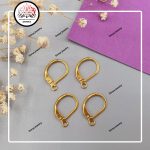 آویز گوشواره استیل طلایی بیضی