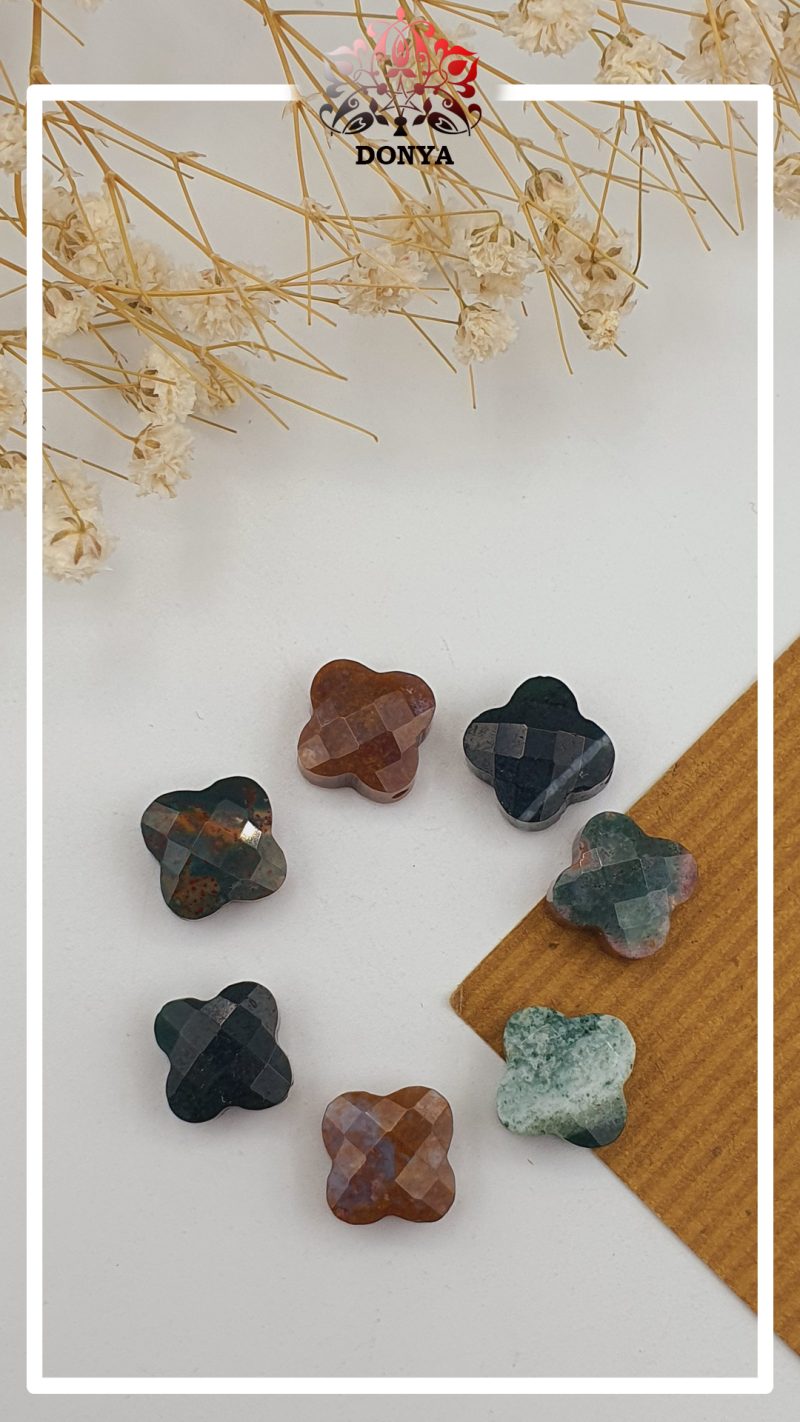 سنگ میانکاری عقیق خزه ای چهارپر تراش دار - Image 2