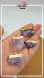 آویز سنگ آمیتیسیت همراه با روکش طلایی - Image 2