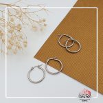 آویز گوشواره استیل گرد نقره ای - Image 3