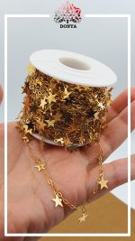 زنجیر استیل طلایی طرح ستاره - Image 2