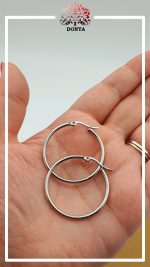 آویز گوشواره استیل گرد نقره ای - Image 2