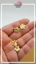 آویز گوشواره استیل طلایی طرح گل - Image 2