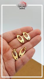آویز گوشواره استیل طلایی طرح دار - Image 2