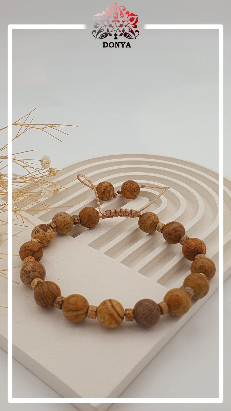 دستبند سنگ جاسپر خاکی - Image 2