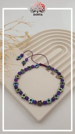 دستبند سنگ عقیق سوسنی و حدید - Image 2