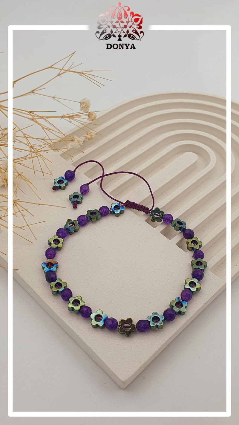 دستبند سنگ عقیق سوسنی و حدید - Image 2