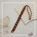 دستبند بافت مکرومه قهوه ای و حدید - Image 2